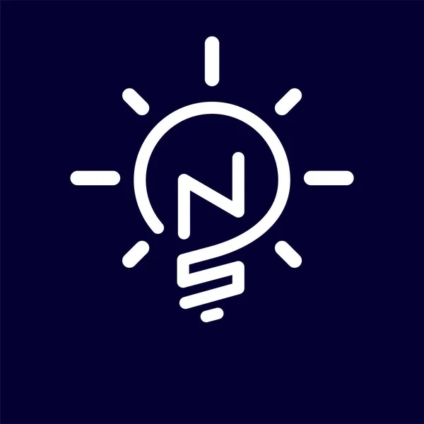 NS ilk harfi ile yaratıcı ampul Logo vektör öğesi. İlk harf ampul Logo şablonu