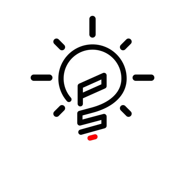 PS İlk harfiyle yaratıcı ampul Logo vektör öğesi. İlk harf ampul Logo şablonu