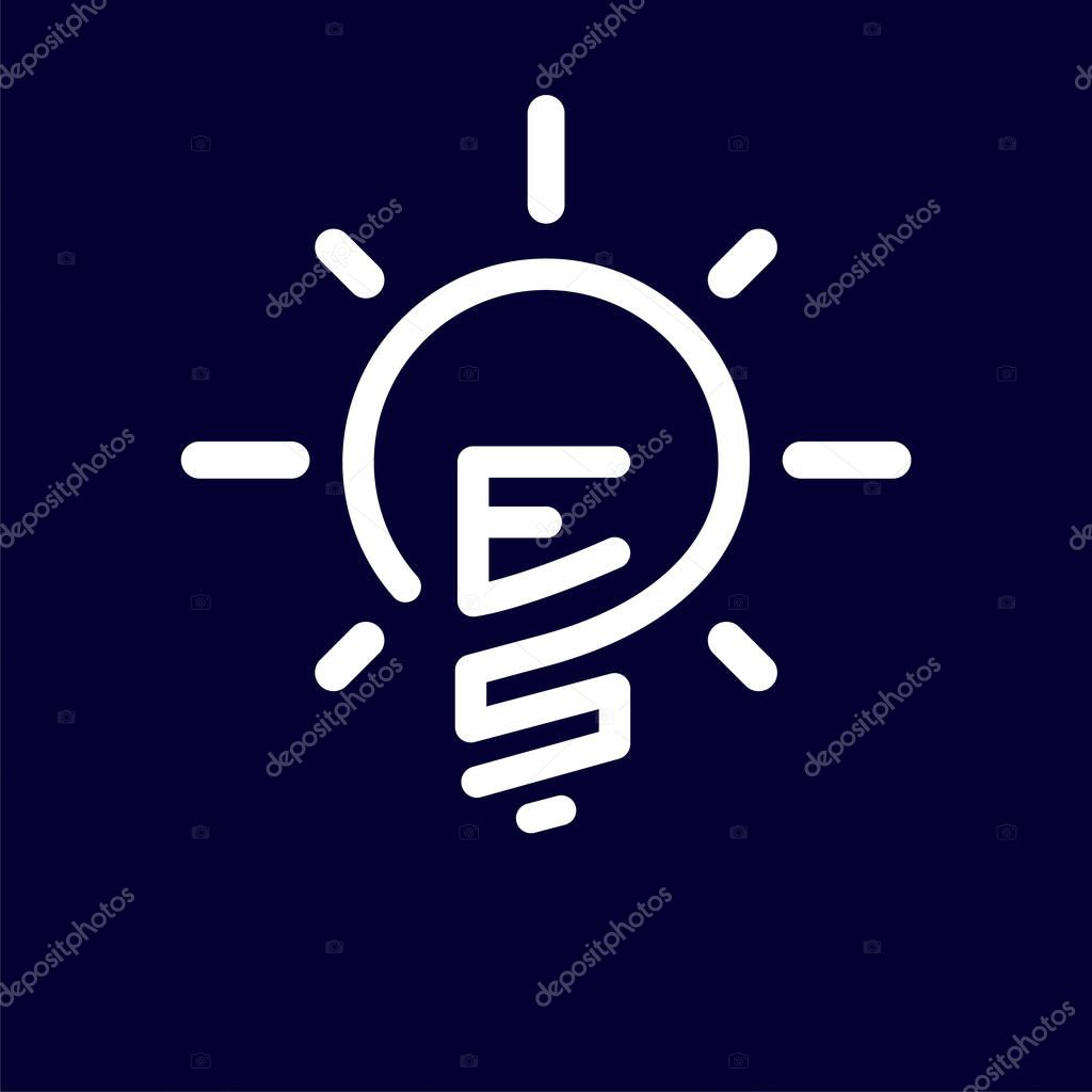 ES Initial Letter with creative bulb Logo vector element. Initial letter bulb Logo Template