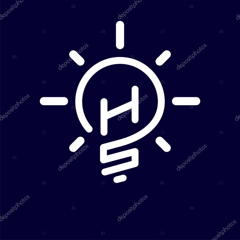 HS Initial Letter with creative bulb Logo vector element. Initial letter bulb Logo Template