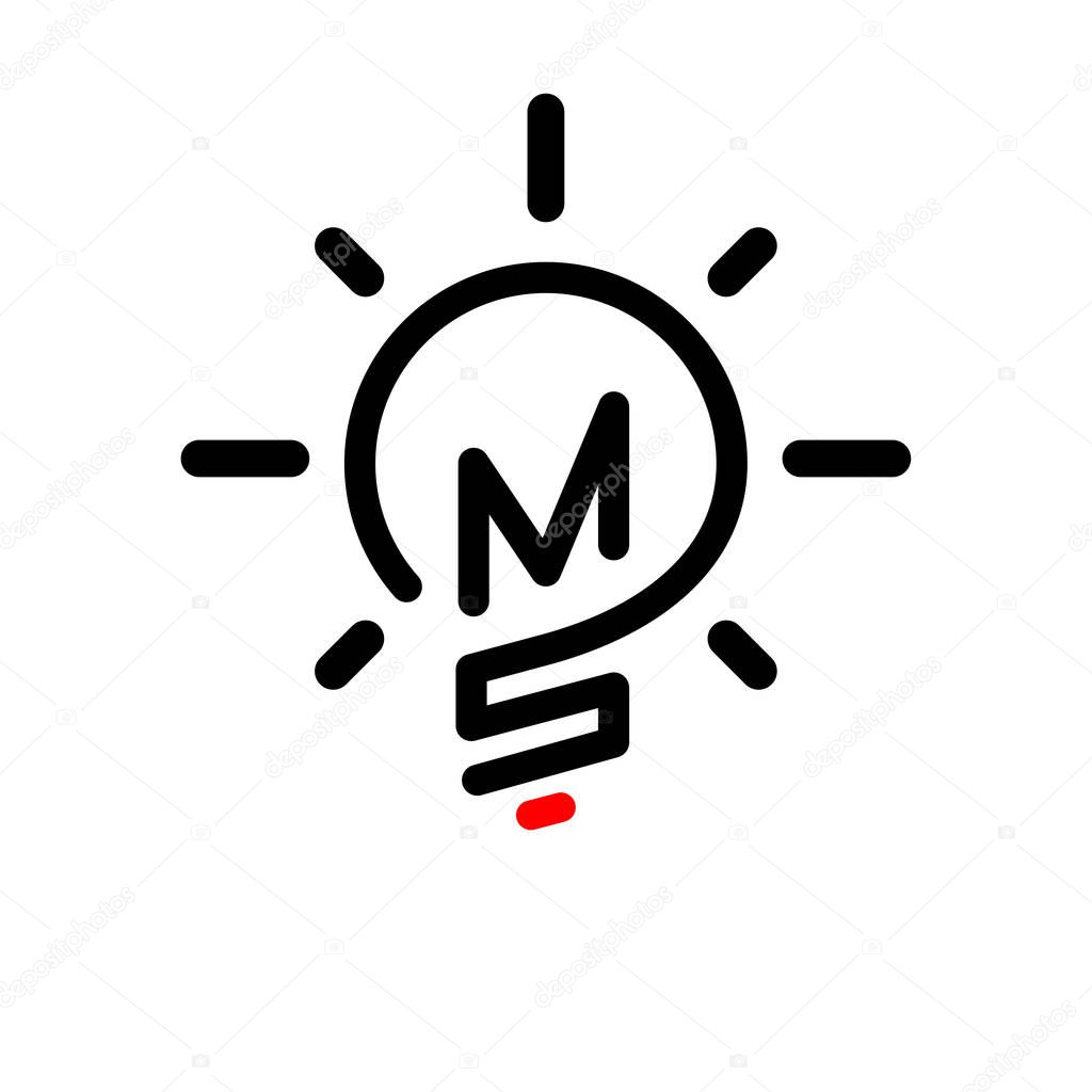 MS Initial Letter with creative bulb Logo vector element. Initial letter bulb Logo Template