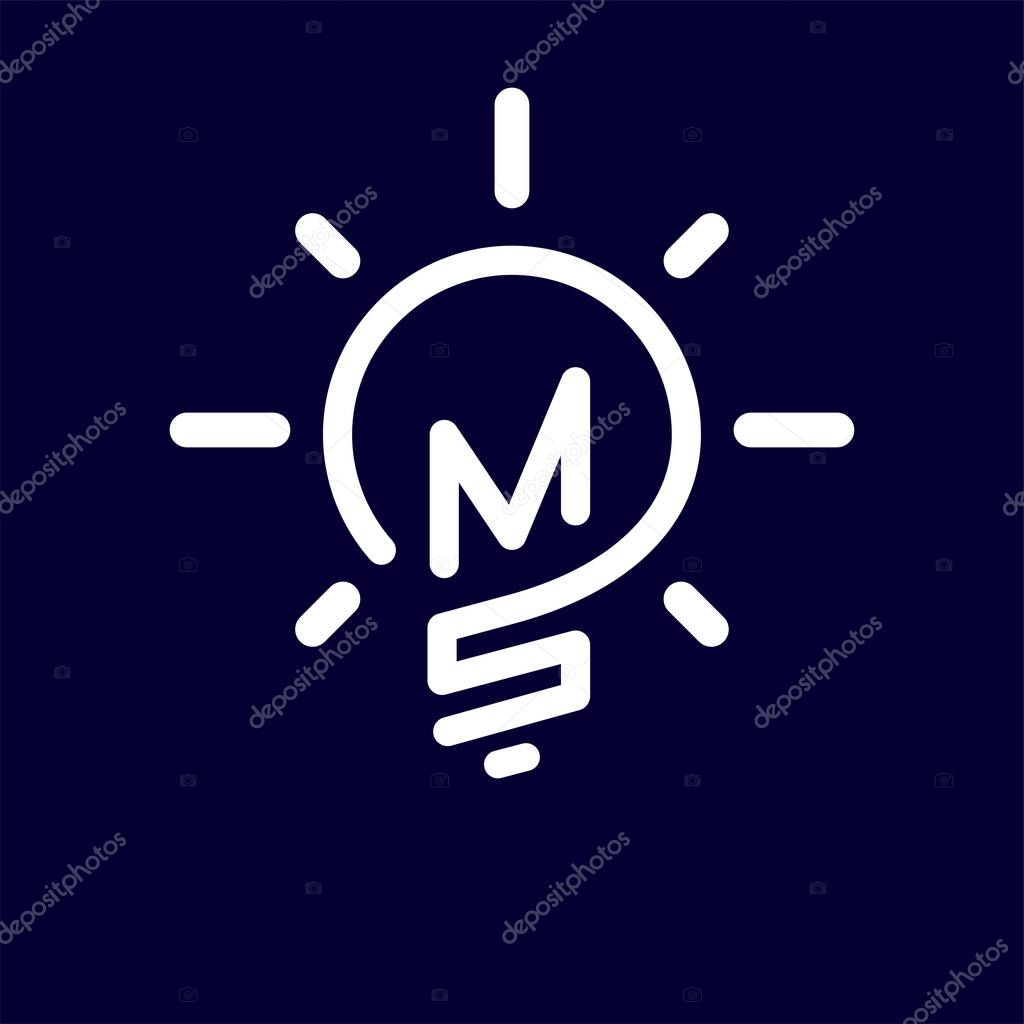 MS Initial Letter with creative bulb Logo vector element. Initial letter bulb Logo Template
