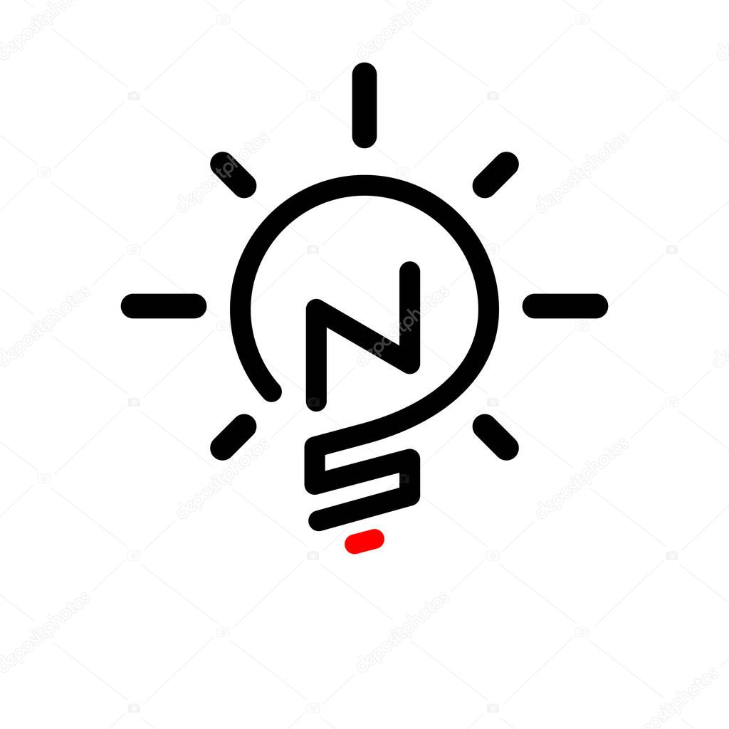 NS Initial Letter with creative bulb Logo vector element. Initial letter bulb Logo Template