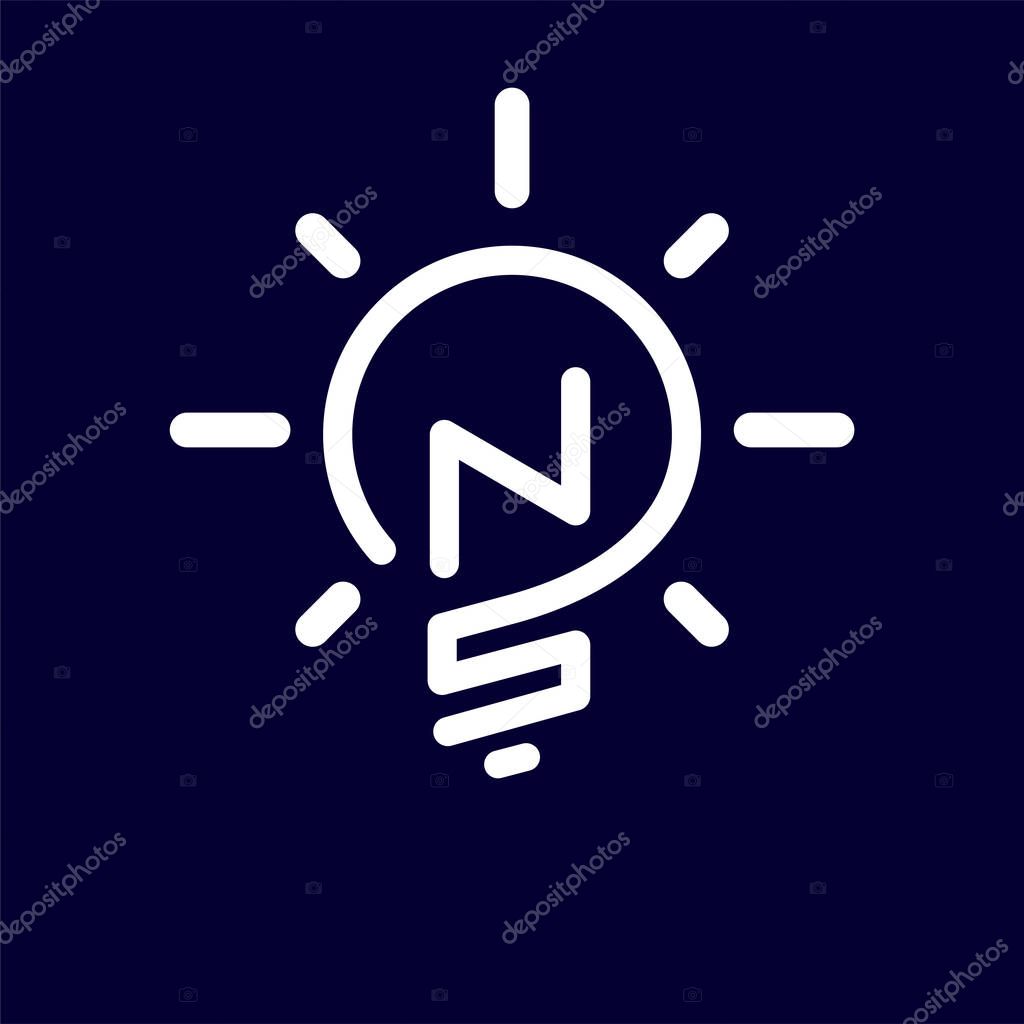 NS Initial Letter with creative bulb Logo vector element. Initial letter bulb Logo Template