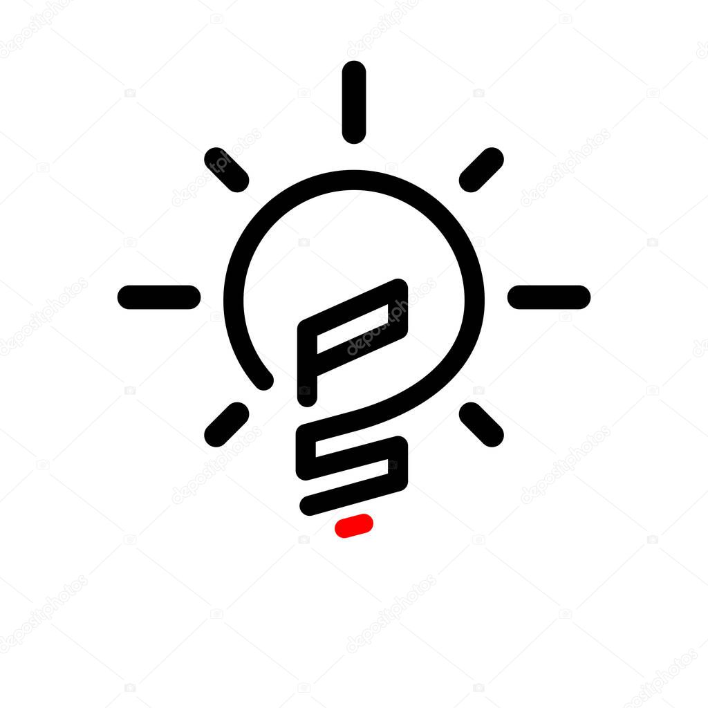 PS Initial Letter with creative bulb Logo vector element. Initial letter bulb Logo Template