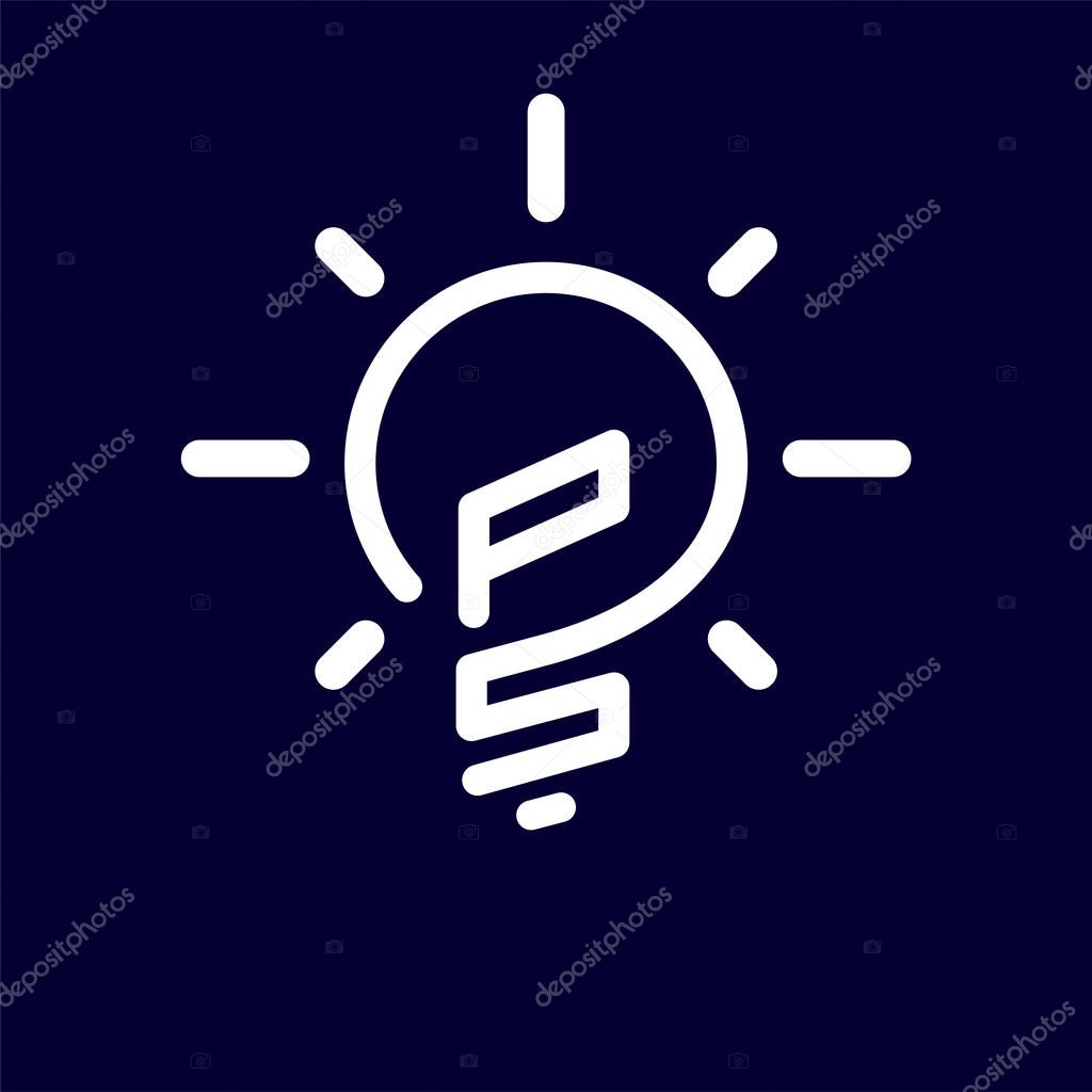 PS Initial Letter with creative bulb Logo vector element. Initial letter bulb Logo Template