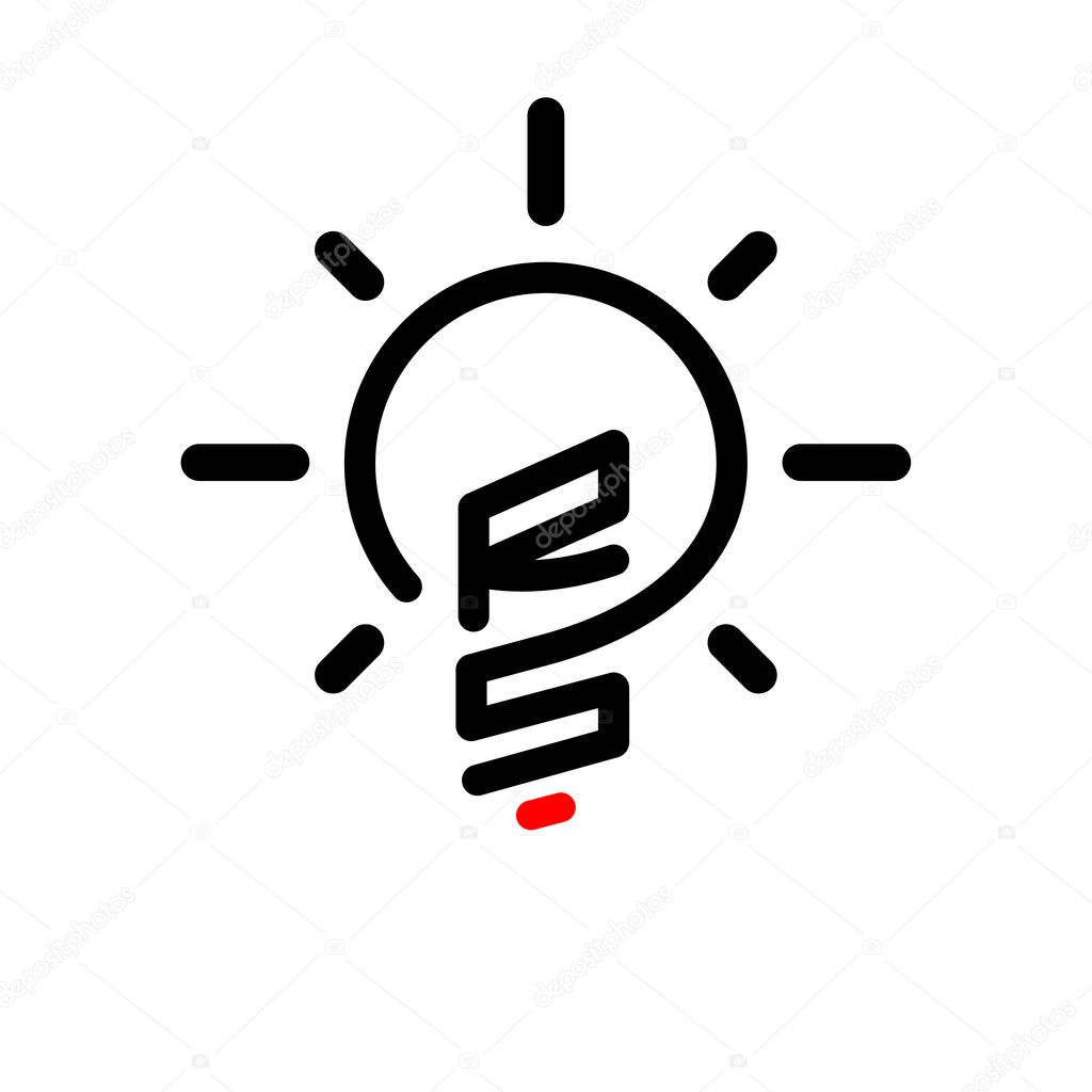 RS Initial Letter with creative bulb Logo vector element. Initial letter bulb Logo Template