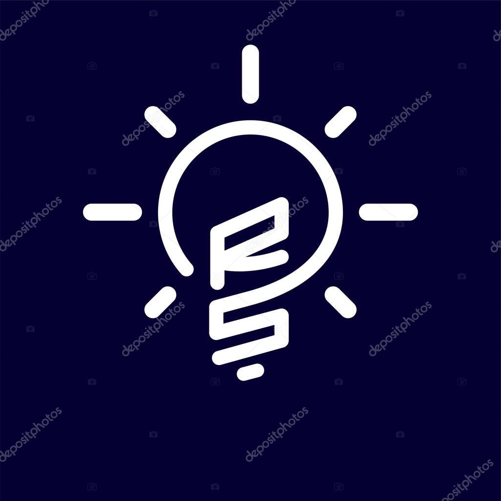RS Initial Letter with creative bulb Logo vector element. Initial letter bulb Logo Template
