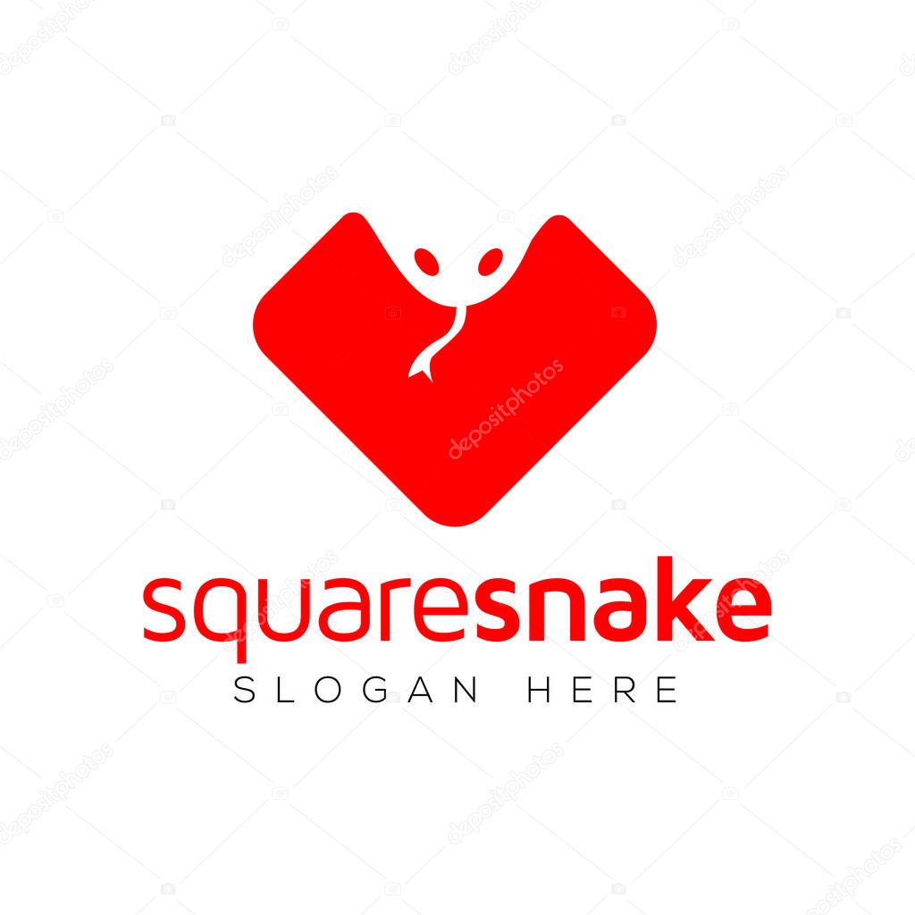 Square shape Snake logo vector template