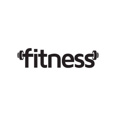 Fitness metin ile halter logo simge vektör