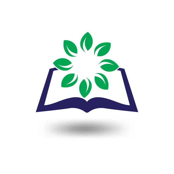 Libro Con Hoja Verde Alrededor Del Vector Del Logotipo — Vector de stock