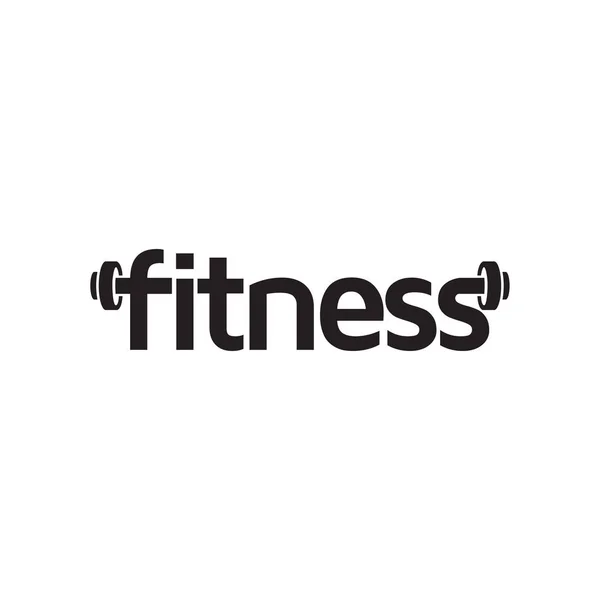 Fitness Text Mit Langhantel Logo Symbol Vektor — Stockvektor