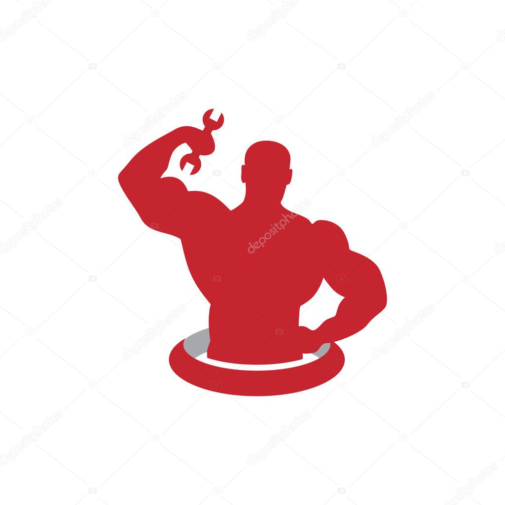 Man fitness hold screwdriver logo