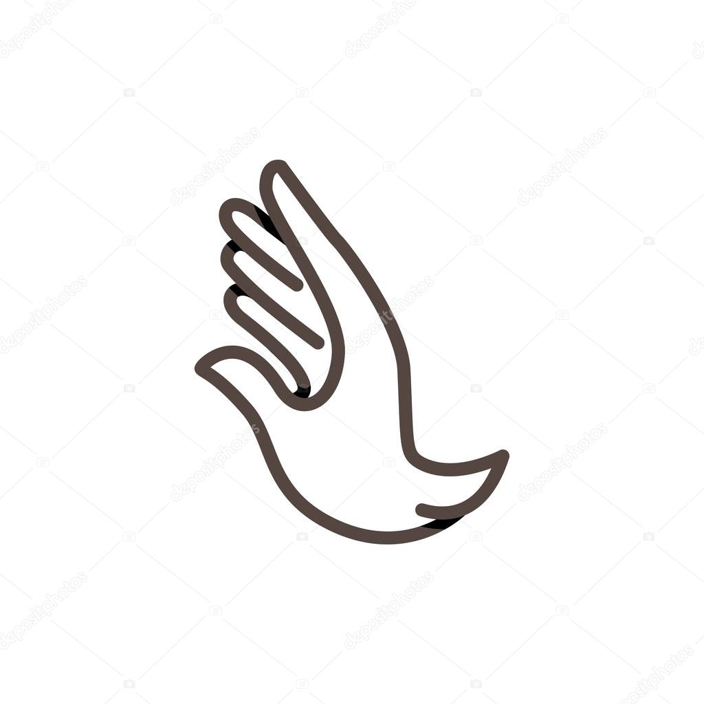 hand dove line art logo icon vector