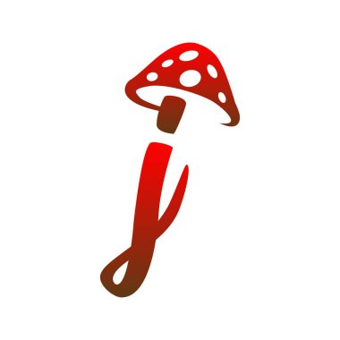 j harfi küçük mantar logo simge vektör