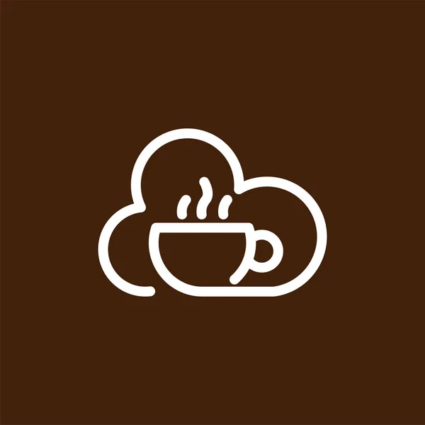 Coffee Cloud Line Art Logo Icon Vector — Stock Vector