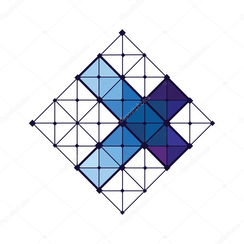 Letter X Colorful Dots logo with Modern line Cross Square shape, Connect Technology and Digital, Blockchain, Bitcoin Cryptocurrency data concept
