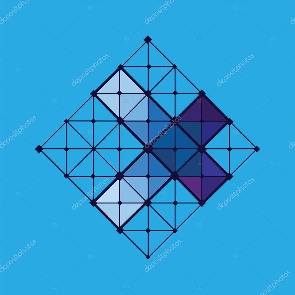 Letter X Colorful Dots logo with Modern line Cross Square shape, Connect Technology and Digital, Blockchain, Bitcoin Cryptocurrency data concept