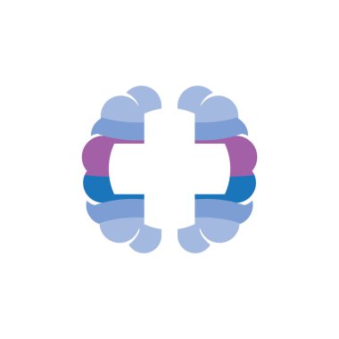 beyin logo simge vektör ile tıbbi haç sembolü