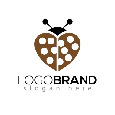 Uğur böceği kalp aşk logo simge vektör