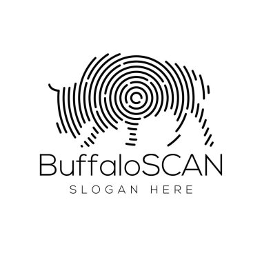 Buffalo tarama teknolojisi Logo vektör öğesi. Hayvan teknoloji Logo şablonu
