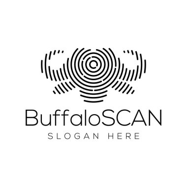 Buffalo tarama teknolojisi Logo vektör öğesi. Hayvan teknoloji Logo şablonu