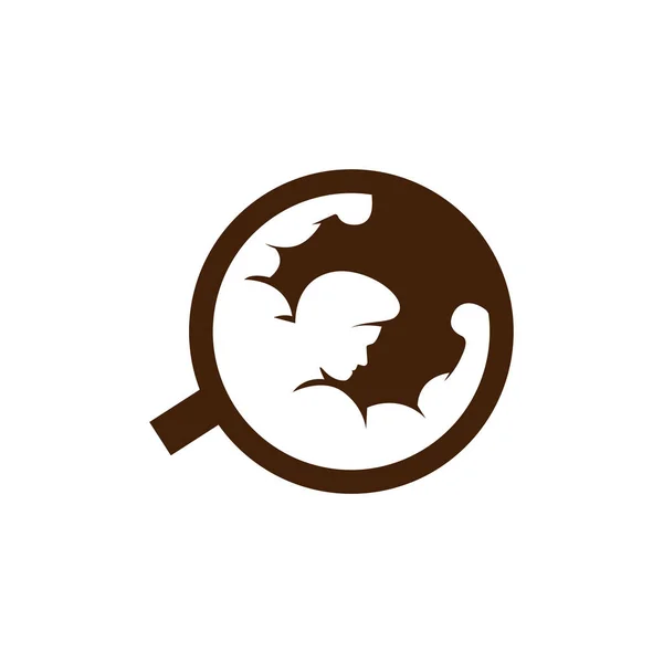 Homem Muscular Fitness Café Logotipo Ícone Vetor — Vetor de Stock
