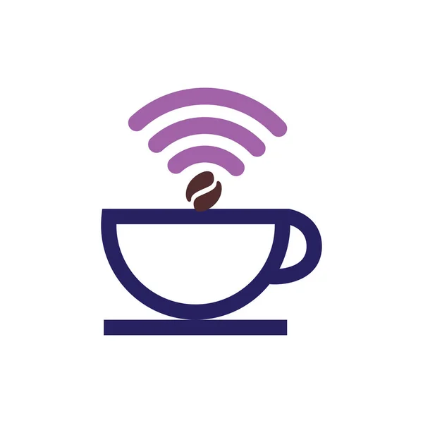 Kaffee Drahtlose Logo Symbol Vektor Vorlage — Stockvektor