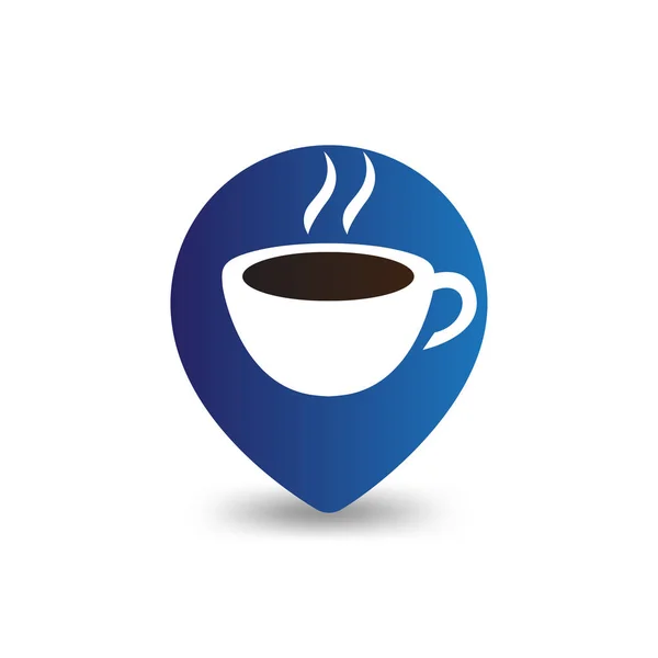 Kaffee Mit Stift Standort Logo Symbol Vektor — Stockvektor