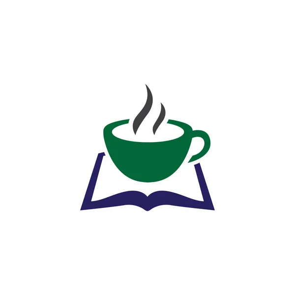 Kaffee Mit Buch Logo Symbol Vektor — Stockvektor