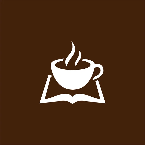 Kaffee Mit Buch Logo Symbol Vektor — Stockvektor