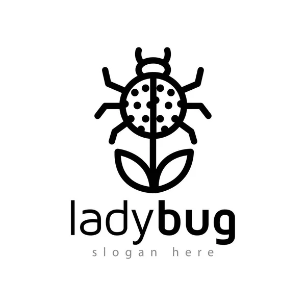 Логотип Квіткового Заводу Ladybug Лінії Мистецтва Вектор — стоковий вектор