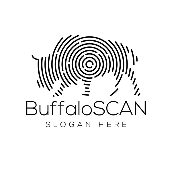 Buffalo Scan Technology Logo Vector Element Animal Technology Logo Template — Stock Vector
