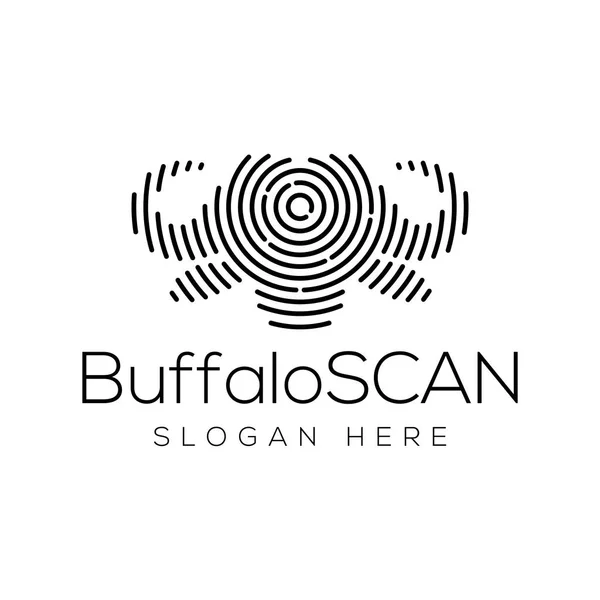 Buffalo Scan Technology Logo Vector Element Plantilla Logotipo Tecnología Animal — Vector de stock
