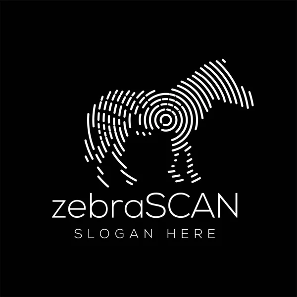 Zebra Scan Technology Logo Vector Element Animal Technology Logo Template — Stock Vector