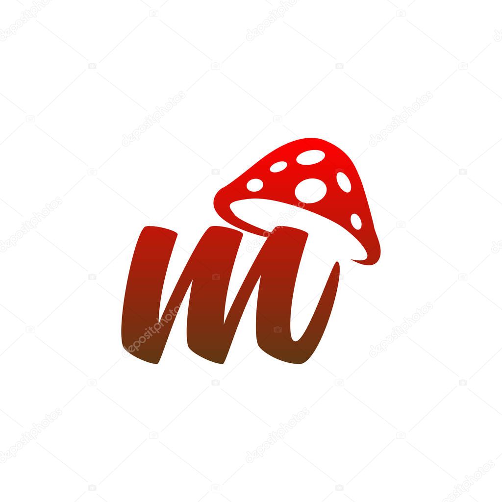 M Letter lowercase mushroom logo icon vector
