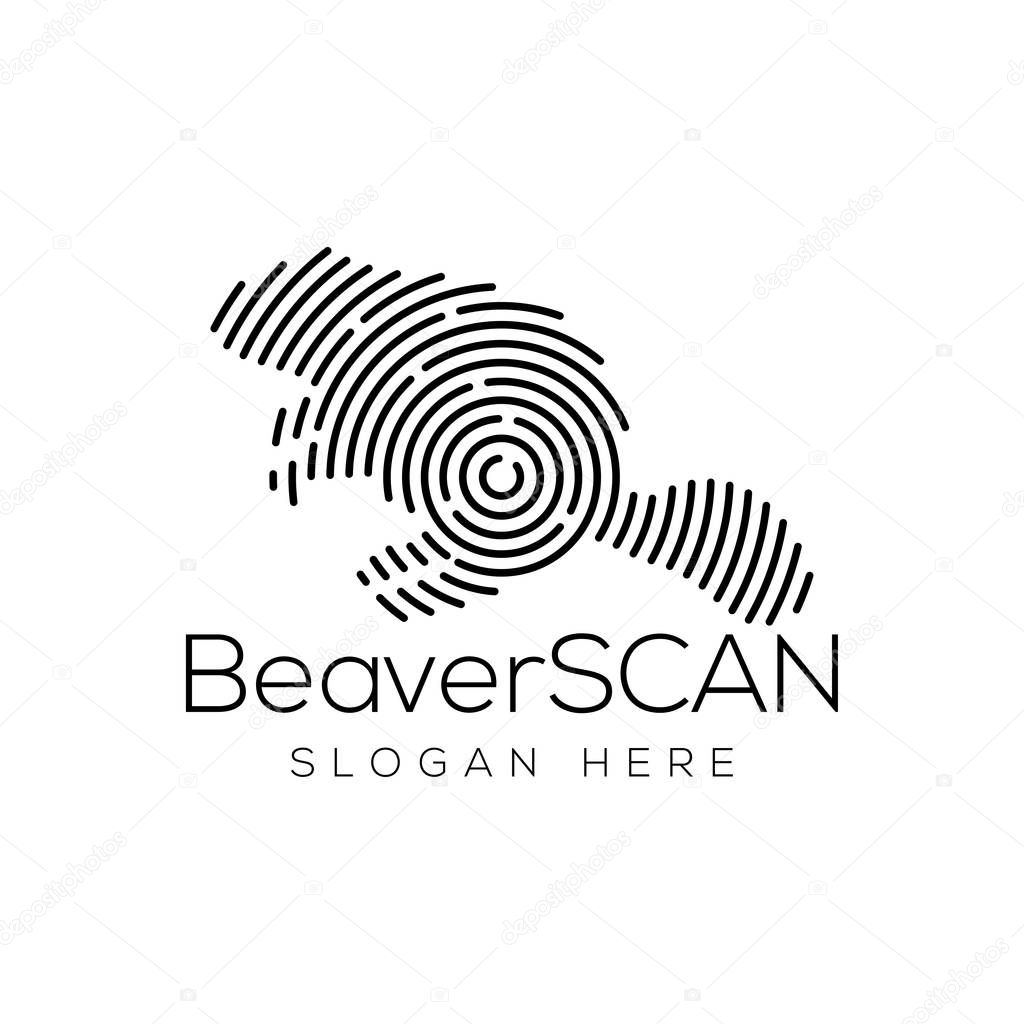 Beaver Scan Technology Logo vector Element. Animal Technology Logo Template
