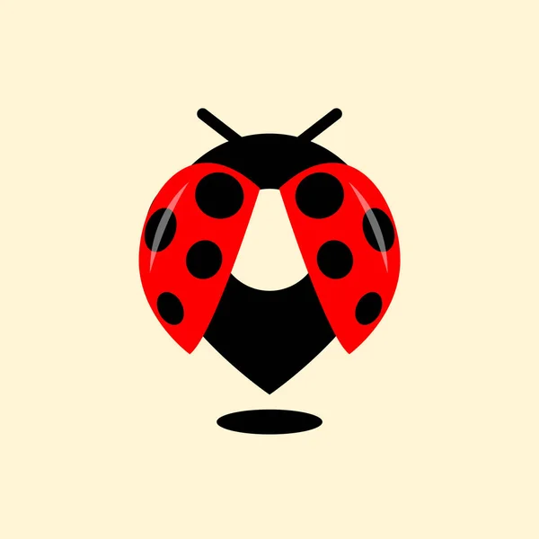 Ladybug Pin Posizione Logo Icona Vettoriale — Vettoriale Stock