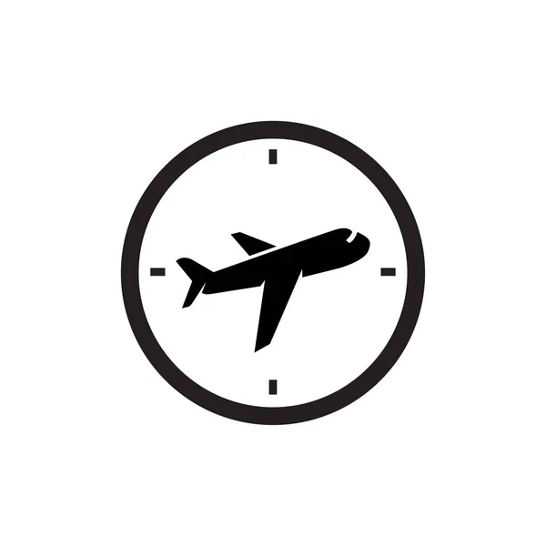 Plano Con Logotipo Del Reloj Icono Plantilla Vector Logo Plano — Vector de stock