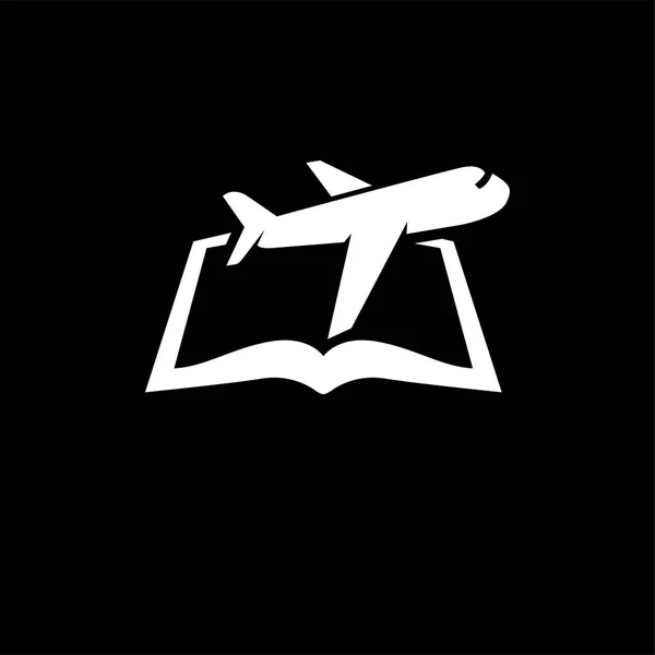 Plane Book Logo Icon Vector Template — Stock Vector