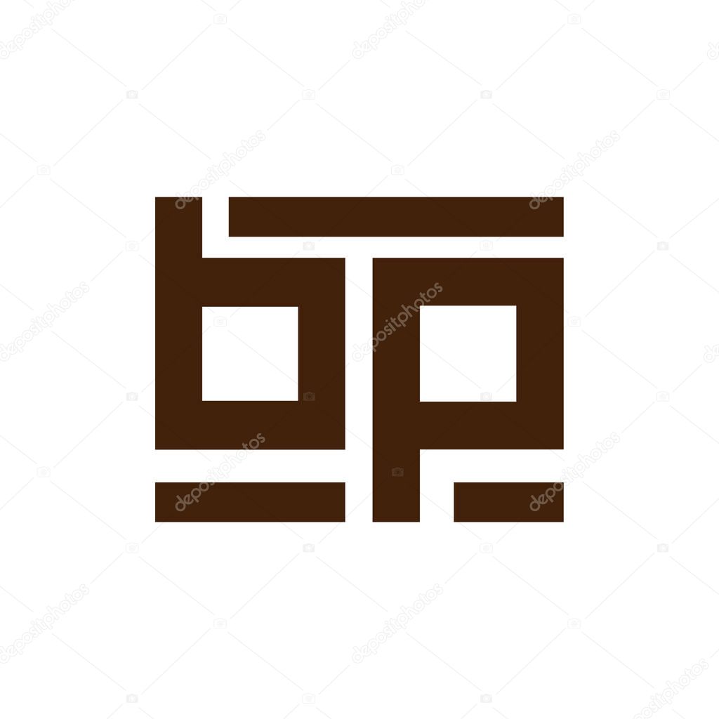 B p Initial Letter lowercase Linked logo icon vector