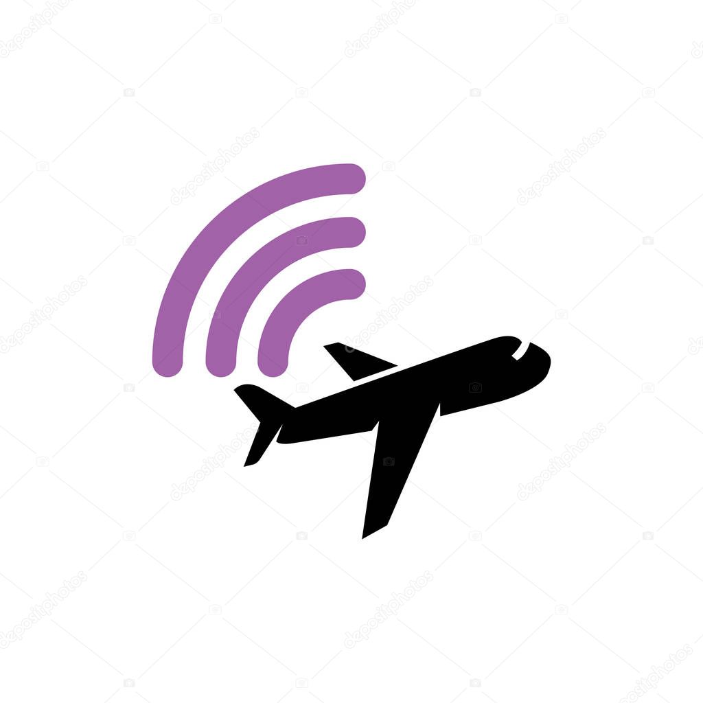 Plane with wireless logo icon vector template