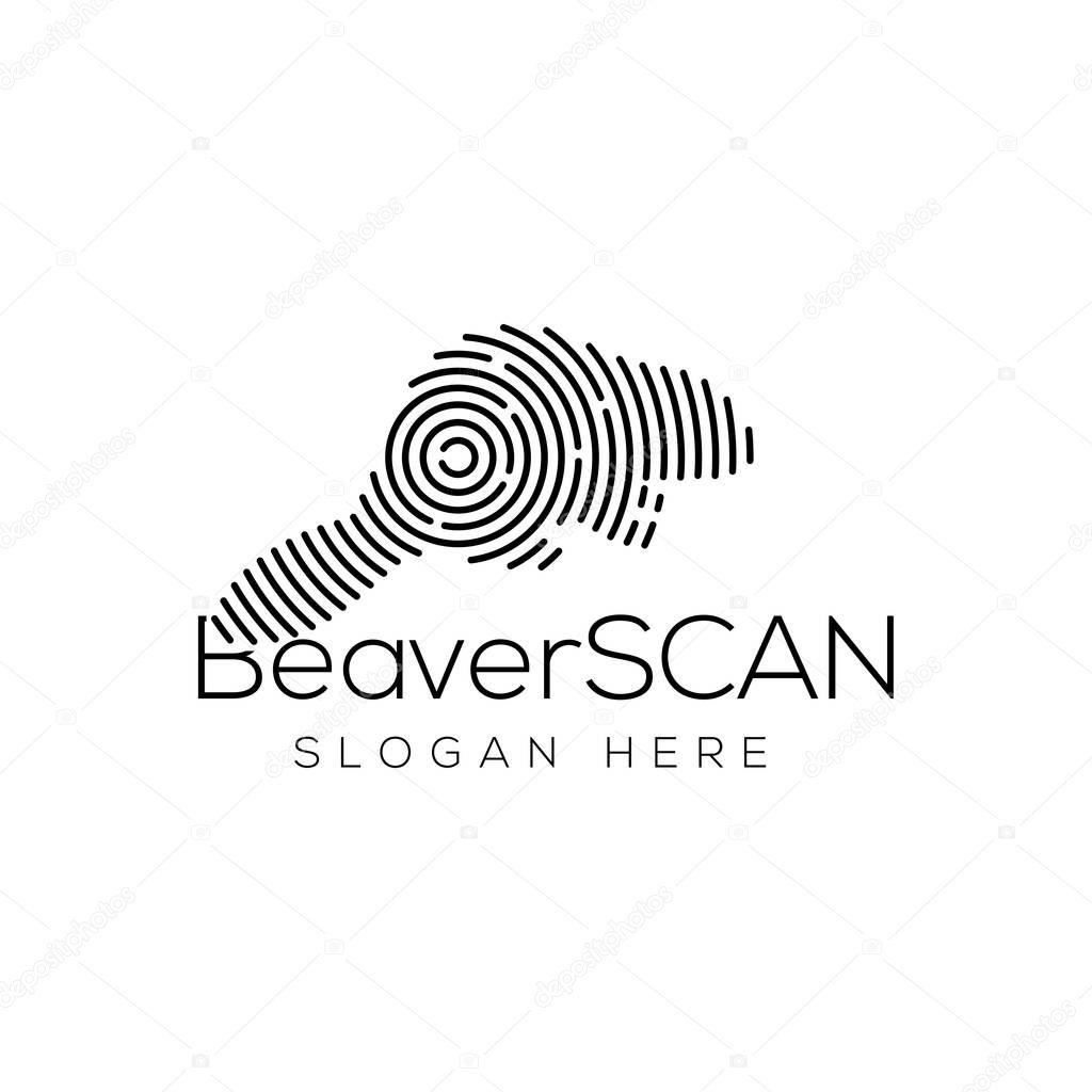 Beaver Scan Technology Logo vector Element. Animal Technology Logo Template