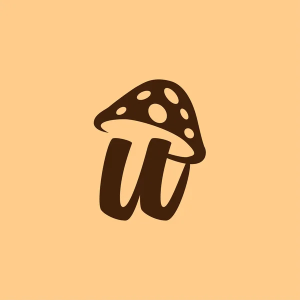 Carta Cogumelo Logotipo Ícone Vetor — Vetor de Stock