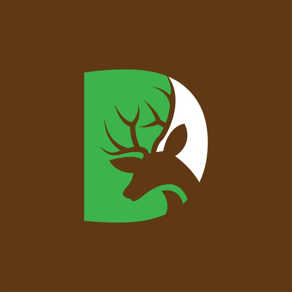 Brev Med Huvudet Deer Logo Ikon Vektor — Stock vektor