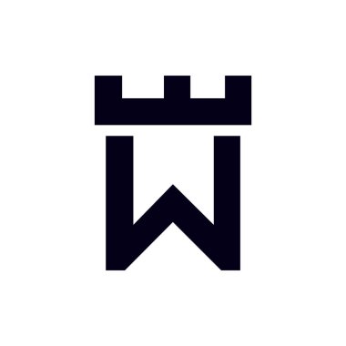 Kale kale ilk W logo şablonu vektör