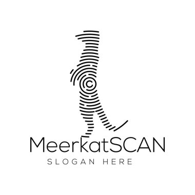Meerkat tarama teknolojisi Logo vektör öğesi. Hayvan teknoloji Logo şablonu