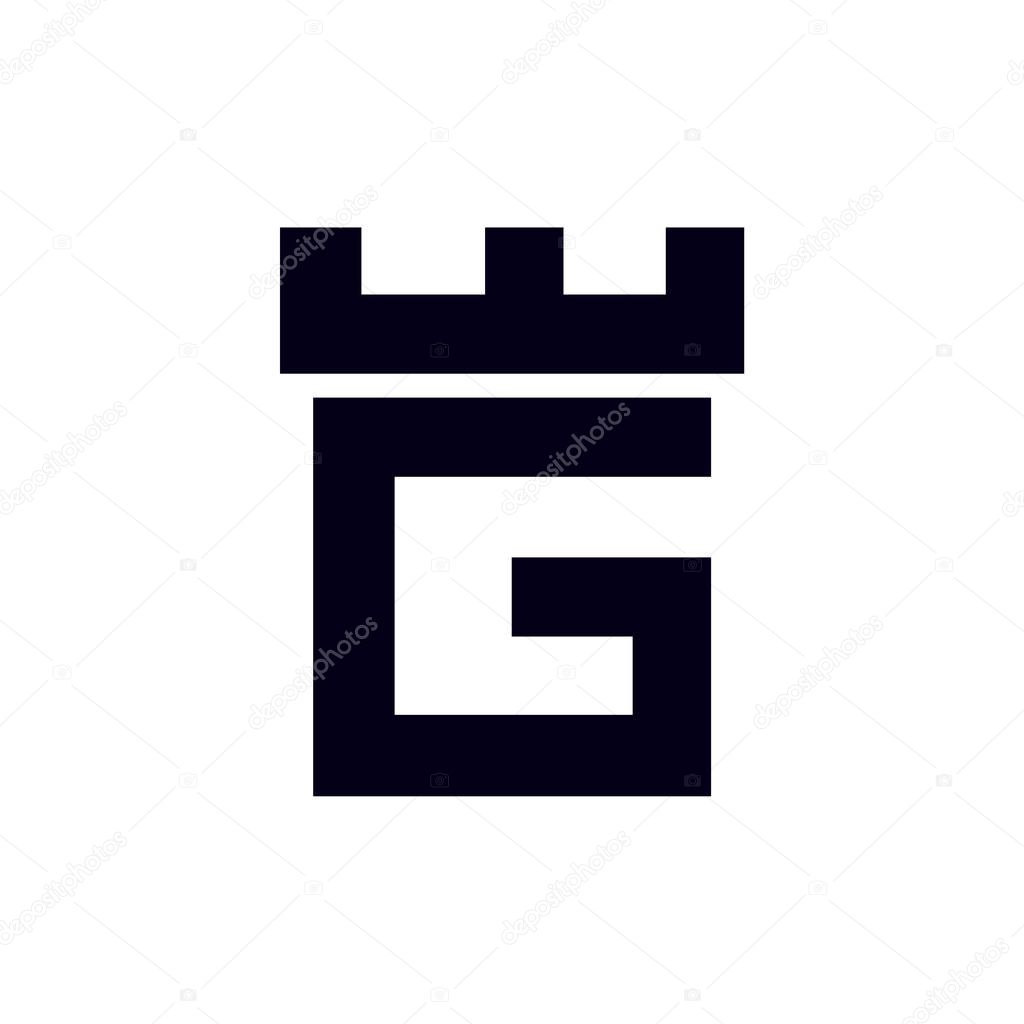 Fortress castle initial G logo template vector