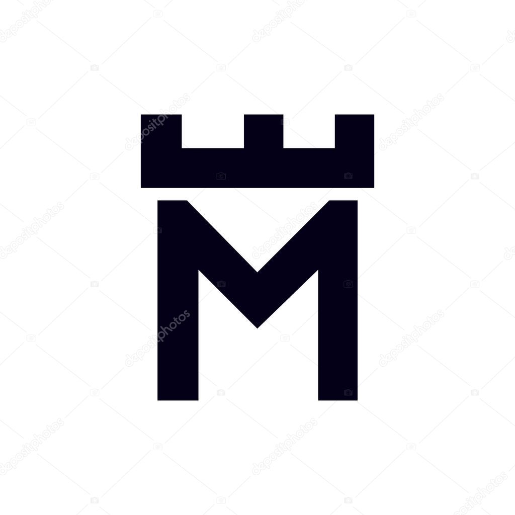 Fortress castle initial M logo template vector