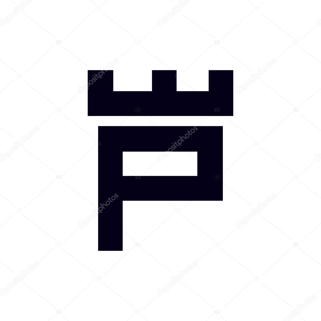 Fortress castle initial P logo template vector